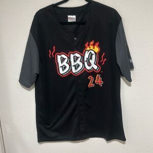 Dodgers Rancho Cucamonga Quakes BBQ Sublimated Button V-Neck Jersey Size‎ XL